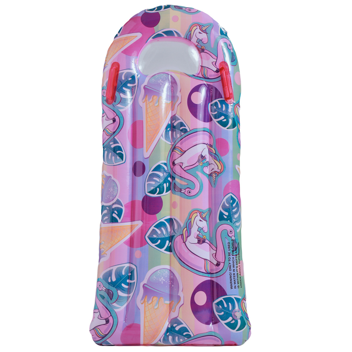 With handles -- unicorns, children inflate (different sizes)